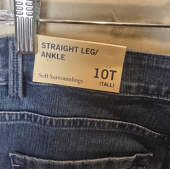 Soft Surroundings Straight Leg Blue Ankle Jeans with Lace Trim 10T NWT - Picture 5 of 5